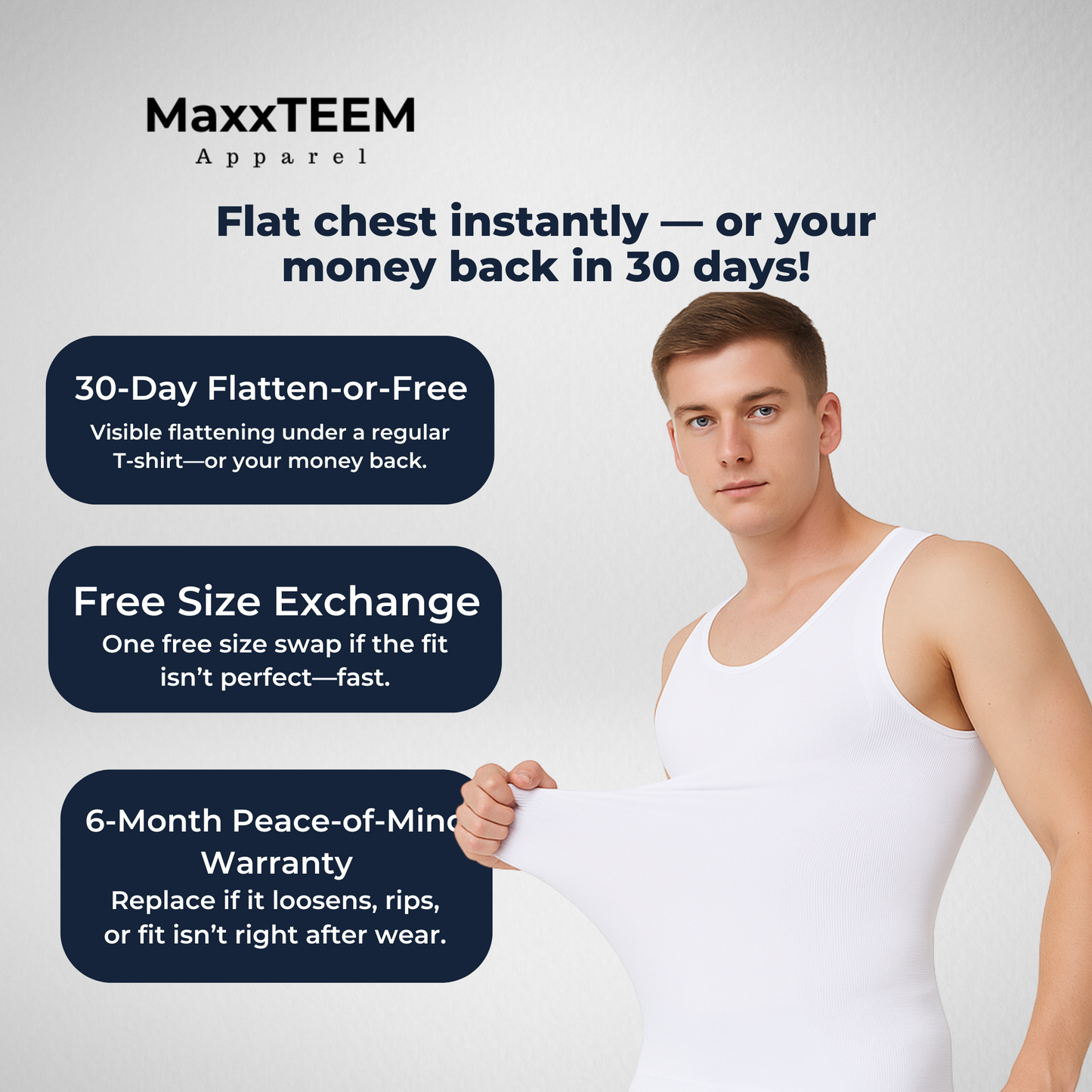 MaxxTEEM Seamless Gynecomastia Chest Compression Shirt