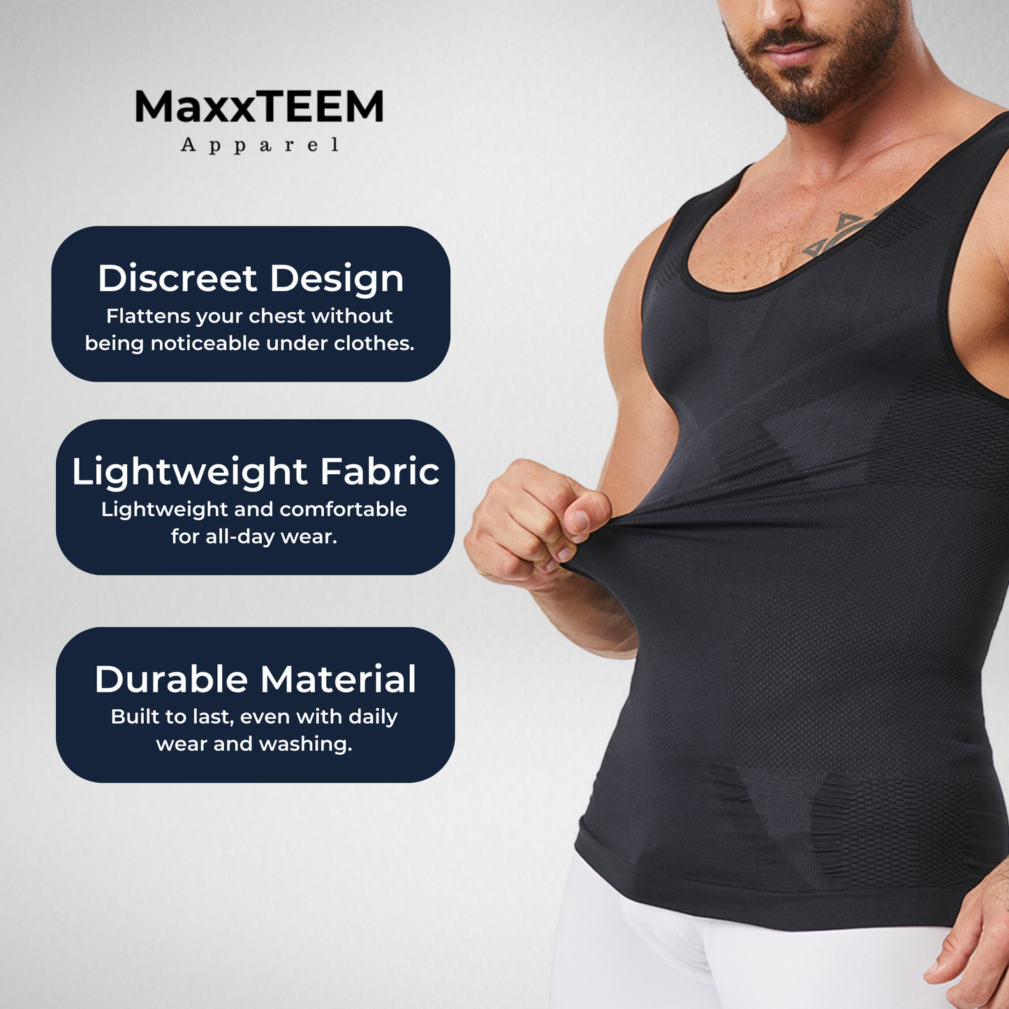 MaxxTEEM Seamless Gynecomastia Chest Compression Shirt