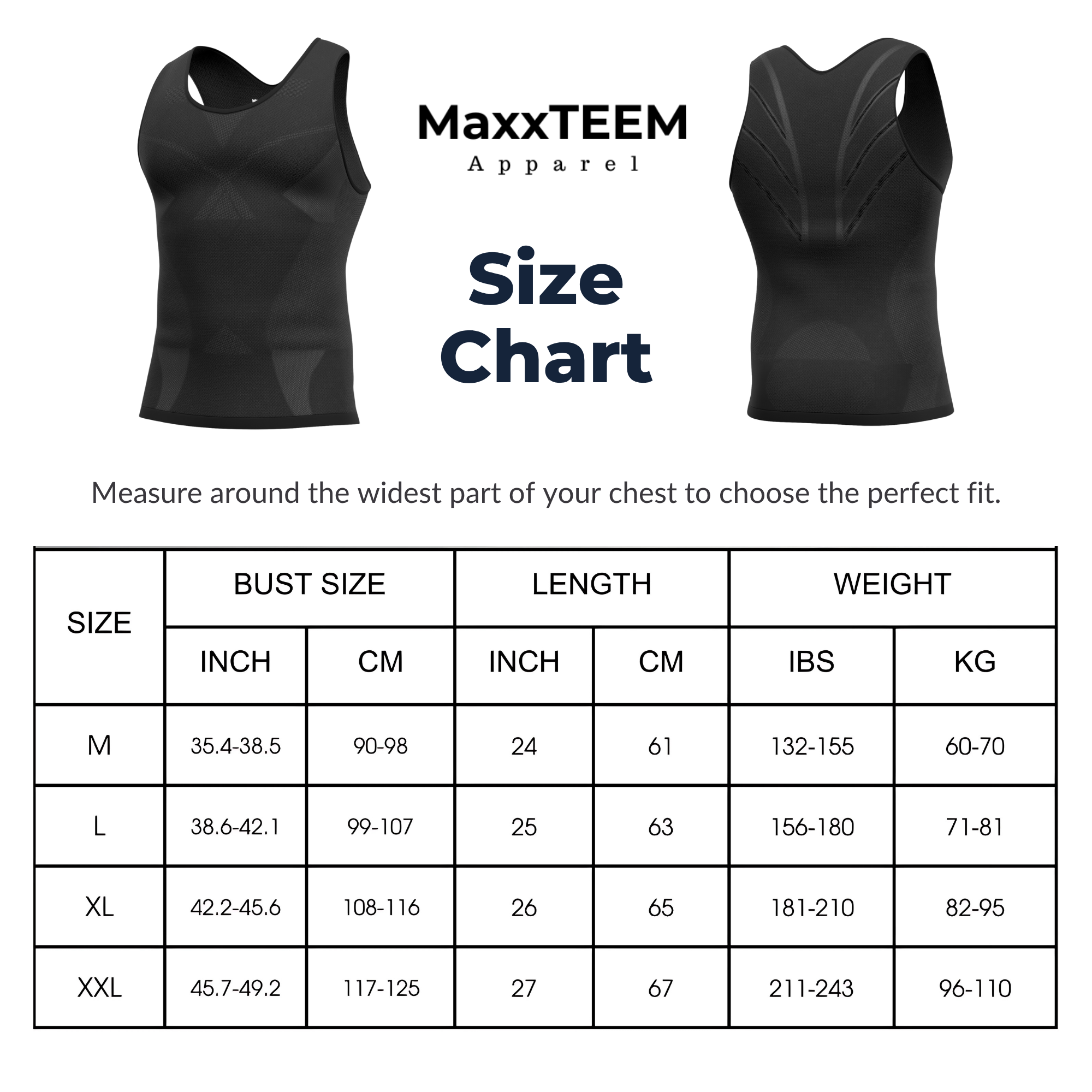 MaxxTEEM Seamless Gynecomastia Chest Compression Shirt