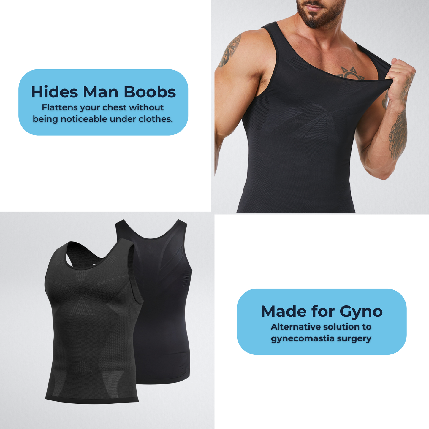 MaxxTEEM Seamless Gynecomastia Chest Compression Shirt